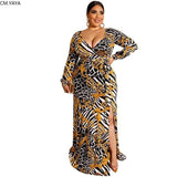 Chic Plus-Size Maxi Dress in Animal Print-black-6