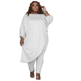 Plus Size Long Sleeve V-Neck T-Shirt - Stylish Comfort-WHITE-11