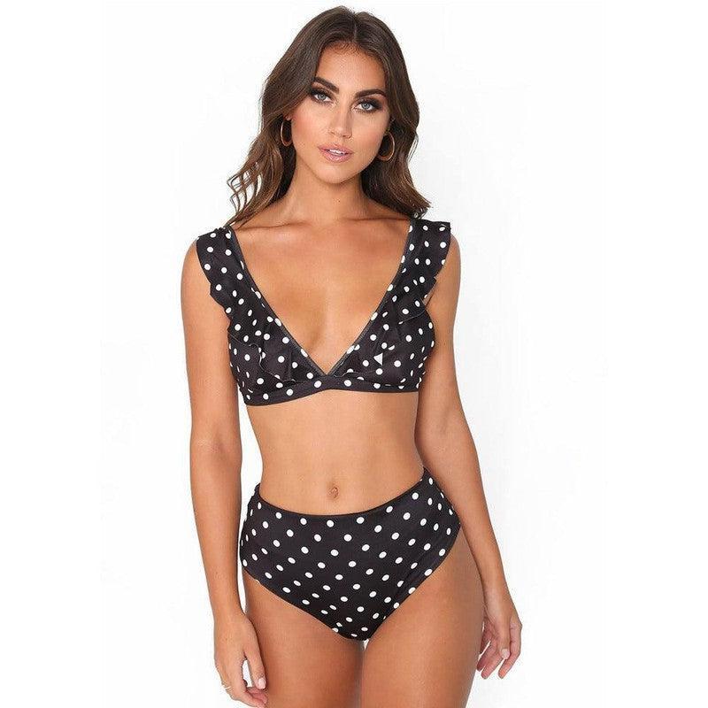 Cute High Waisted Bikinis - Polka Dot Style-Black-6