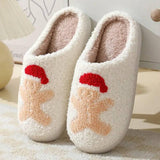 Christmas Home Slippers Cute Cartoon Santa Claus Cotton-Gingerbread Man-6