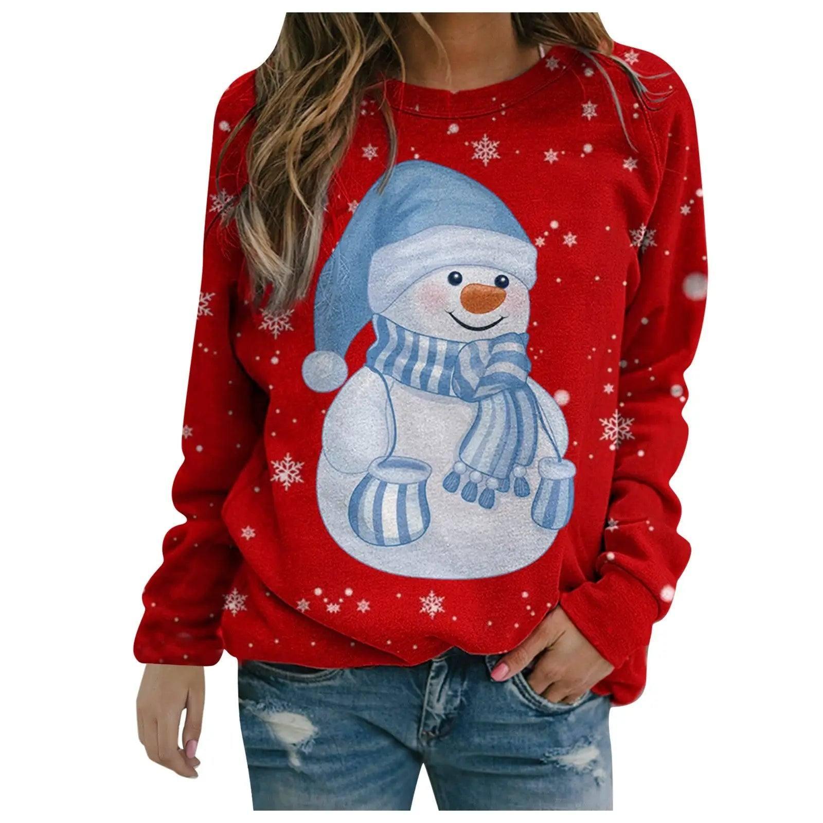 Christmas Sweater Coat Autumn And Winter Women's Clothing-Red-4