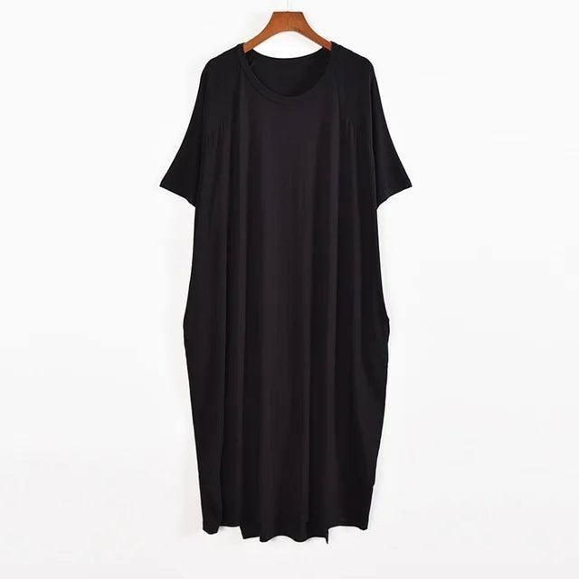 Women Summer Modal Long Dress-black-3