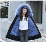 Code cotton-padded jacket to overcome mid-length-Haze blue-13