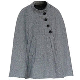 Design Wool Cape Lace-up Collar Coat-7