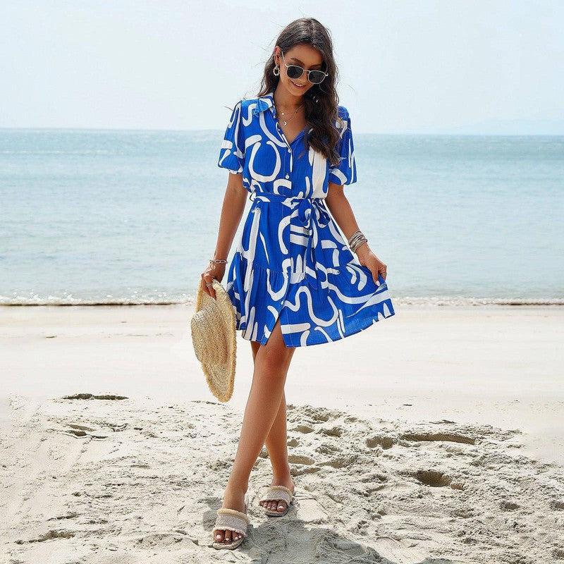 Dress Spring/Summer elegance printed short sleeve dress-7