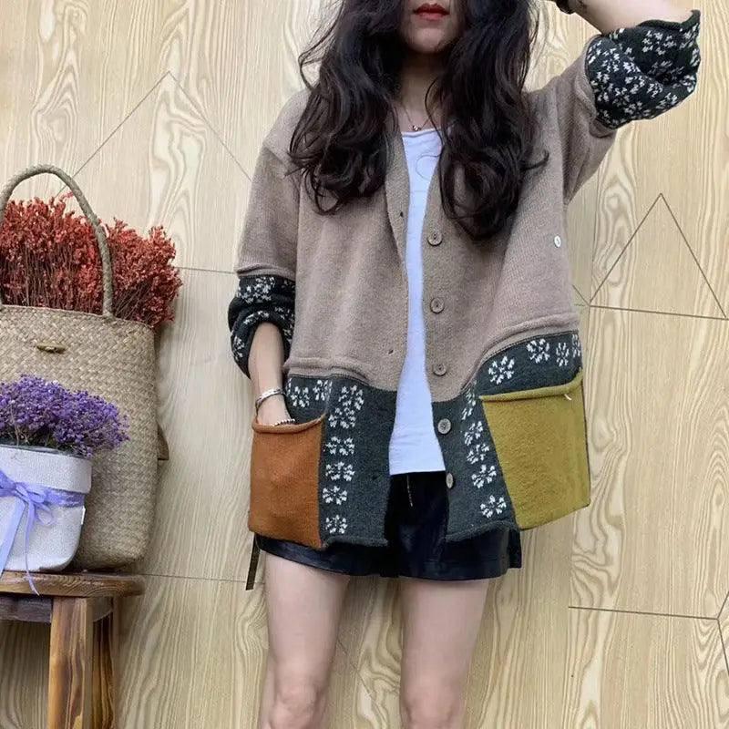 Early Autumn Jacquard Knitted Cardigan Women's Coat-2