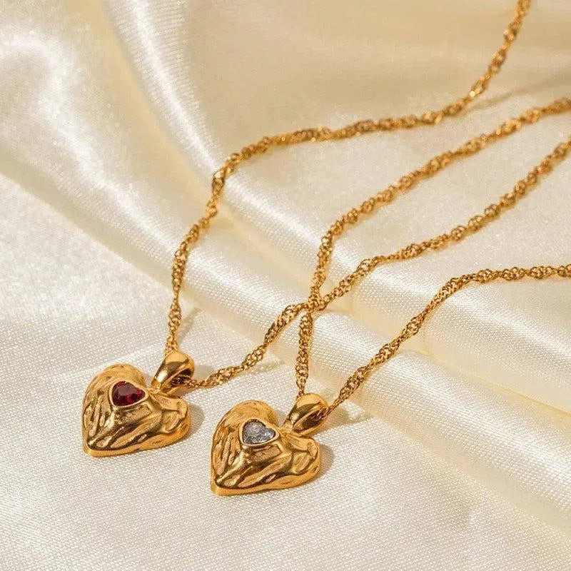 Alloy Heart-shaped Necklace With Diamond Fashion INS Style Necklace Love Valentine's Day-3