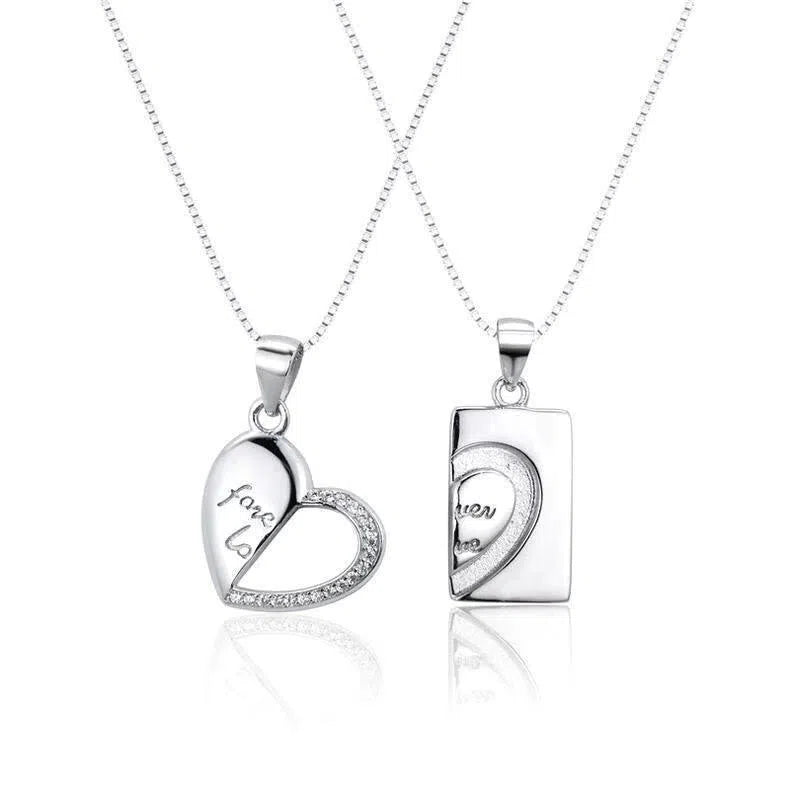 Silver Necklace Qixi Couple Love Buckle-2