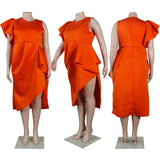 Elegant Orange Peplum Dress: Bold Plus-Size Fashion-6