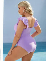 One Piece Ruffle High Waisted Swimwear Female-5