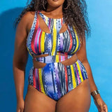 Ethnic Print Plus Size Swimsuit Bikini-Multicolorbar-3