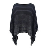 Europe And America Cross Border Off-neck Tassel Shawl For-Black-7