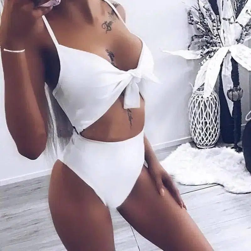 European And American Hot Style Solid Color One-piece-White-3