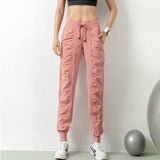 Fashion Casual Sports Pants For Women Loose Legs Drawstring-Pink-10