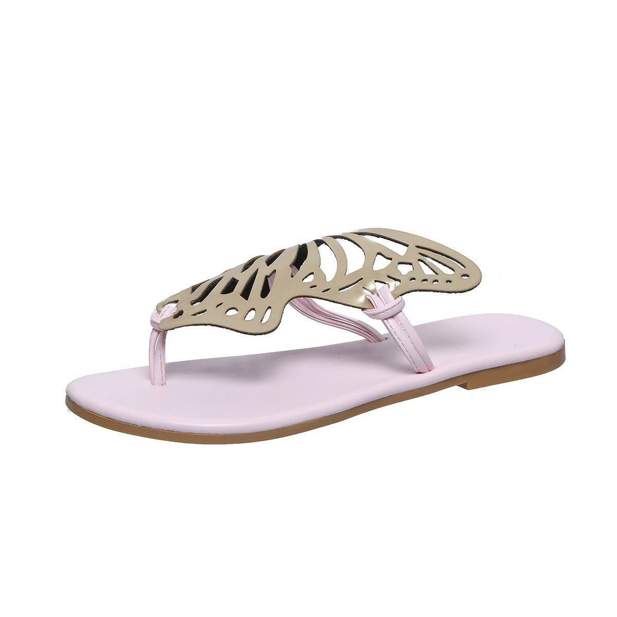 Fashion Hollow Butterfly Flip-Flops Summer Sandals For Women-Pink-5