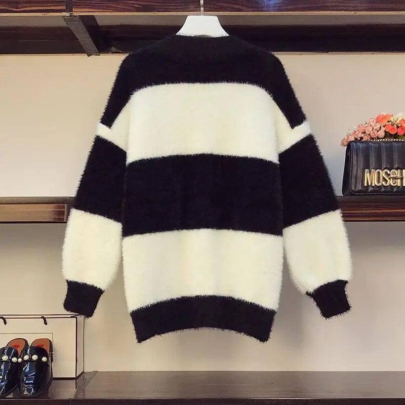 Fashion loose sweater cardigan-Black-3