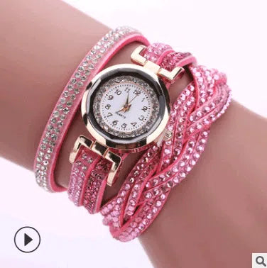 Fashion watch ladies fashion watch, diamond twisted pu belt winding fashion watch-8