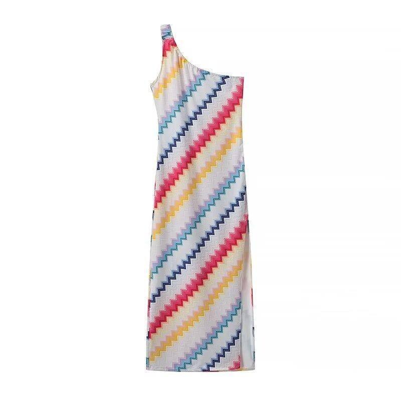 Fashionable and casual style rainbow stripe diagonal-2