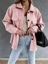 Fashionable Lace-up Small Fragrant Jacket With Pockets-Rose-12