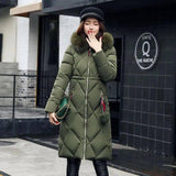 Fashionable Women's Over-the-knee Long Fur Collar Quilted-Green-10