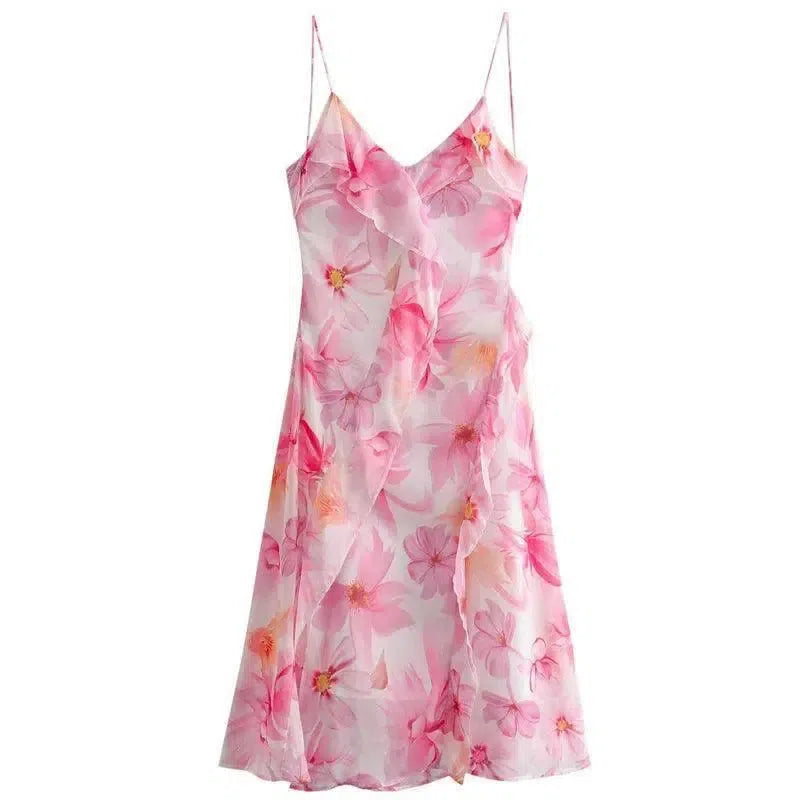 Floral Backless Maxi Dress - Summer Lace-Up Beachwear-1