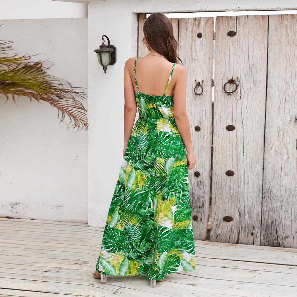 Flowers Long Dress Summer Swing Holiday Beach Dress-8