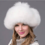 Fur hat fox fur Leifeng women's hat-White-1