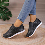 Gold Sliver Sequined Flats New Fashion Casual Round Toe Slip-on Shoes Women Outdoor Casual Walking Running Shoes-3