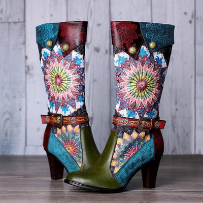 Handmade Retro Short Velvet High-heeled Boots Women-2