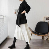 High-end nightgown water ripple double-sided cashmere coat-Black-6