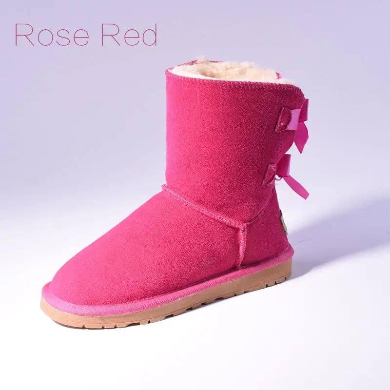 High Quality SALE Women Australia Snow Boots Warm Fur-Rose Red-13