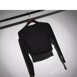 Women's Long Sleeve Turtleneck Top-Black-6