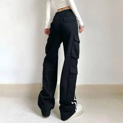 Hip-hop Lazy Striped Webbing Color Contrast Overalls-4