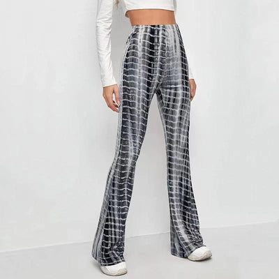 Hip Retro Printed Bootleg Pants Casual Pants-Model 8-14