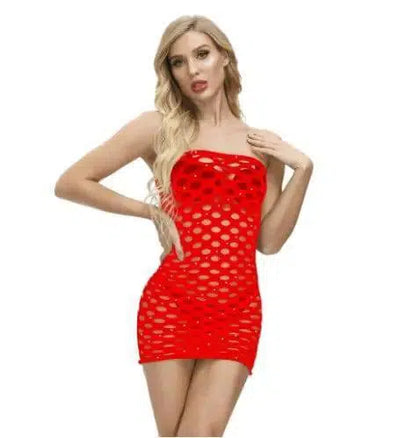 Hot Drill Lingerie Net Bag Hip Skirt Shiny Point Drill-Red-8