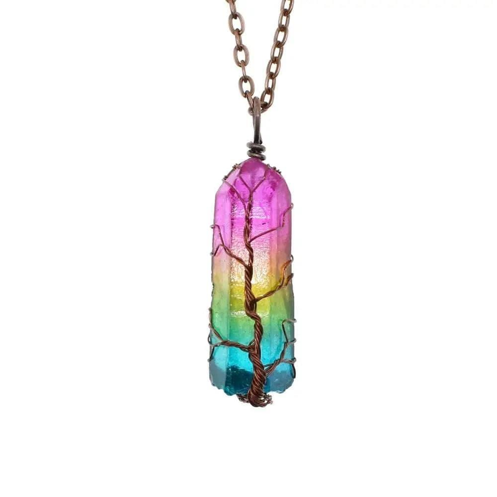 Hot Selling Stone Crystal Pillar Tree Of Life Pendant In-3