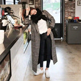 Houndstooth Mid-length Woolen Coat Thick Wool Cloth Korean-6