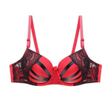 Julexy Push Up Women Bras Lace Underwear B C Cup-Red-10