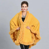 Knitted Scarf Shawl Cape-Yellow-1