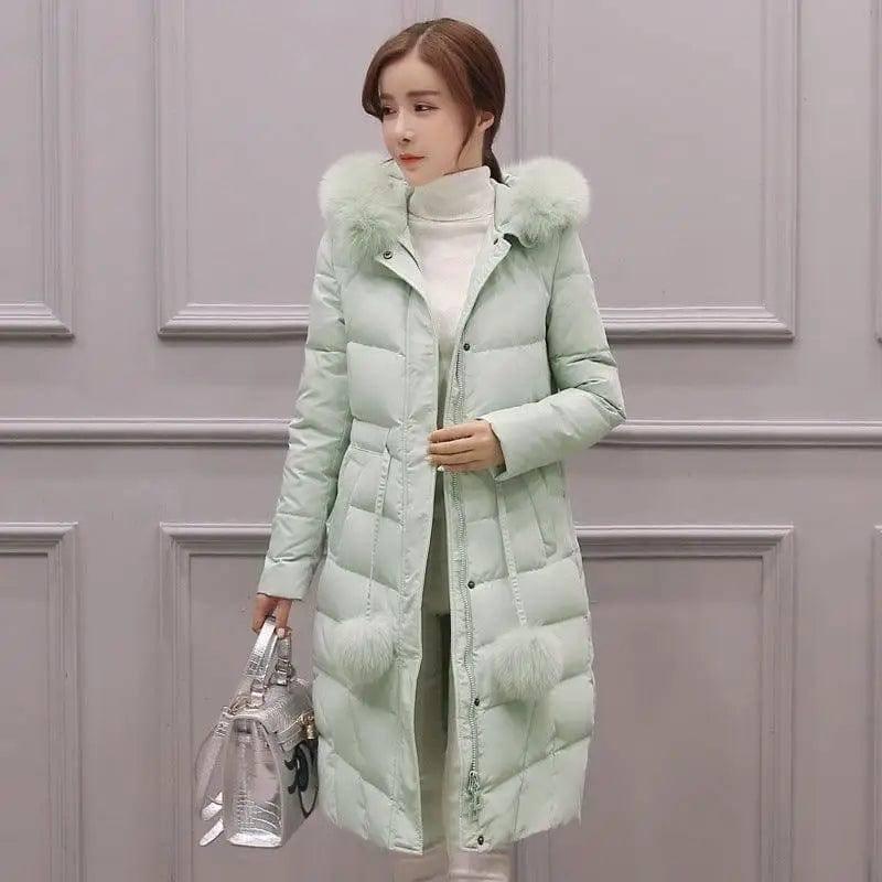 Korean down cotton-padded overcoat for women over the knee-1