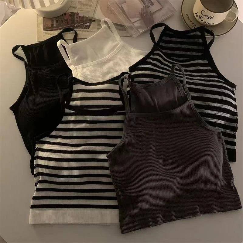 Korean Version Women Tank Tops Thread Solid Casual Fashion-3