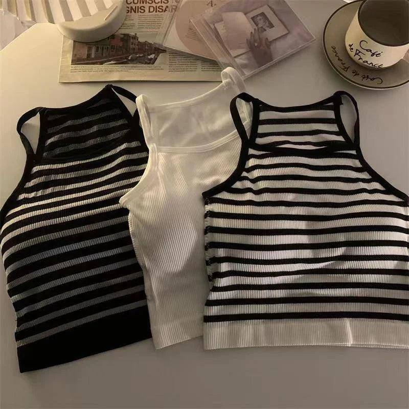 Korean Version Women Tank Tops Thread Solid Casual Fashion-4