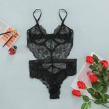 Lace Sexy Lingerie Slim-fit Corset Sexy One-piece Women-Black-8