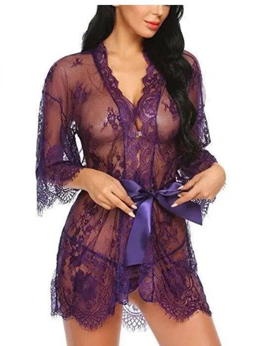 Ladies kimono-style lingerie-Violet-6