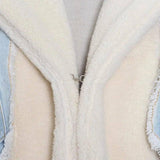 Lamb wool loose thick denim jacket-7