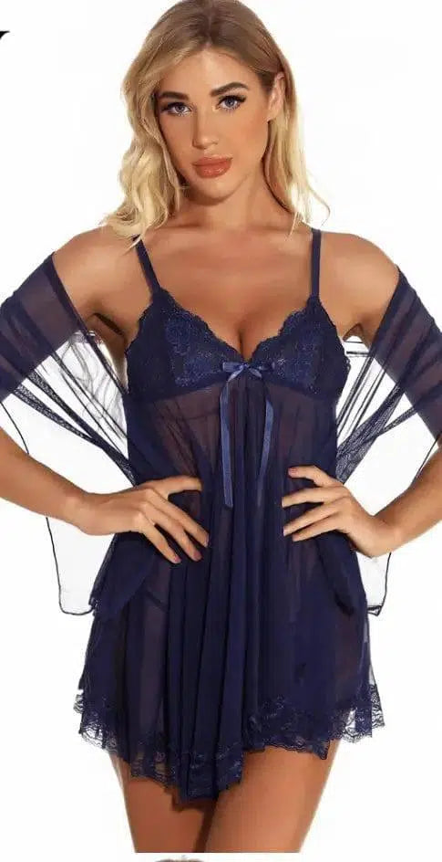 Large Size European And American Lingeri Transparent Lace-Royalblue-2