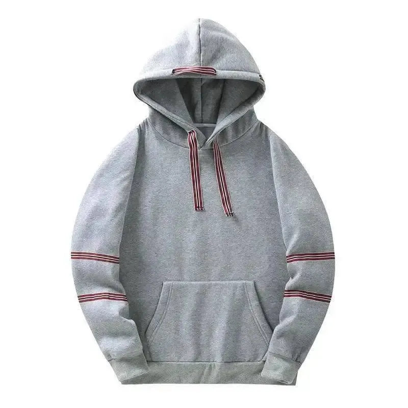 Large Size Solid Color Hooded Sweater-light grey-3
