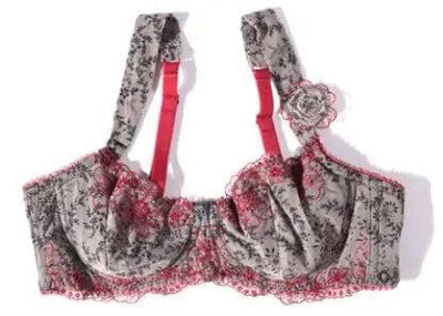 Large Size Ultra-thin Embroidered Non-sponge Print Bra-2