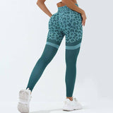 Leopard Print Fitness Pants For Women High Waist Butt Black / L-Blue-2