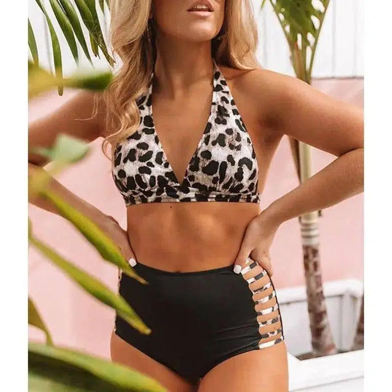 Leopard Print Sexy High Waist Swimsuit Bikini-Leopard-1